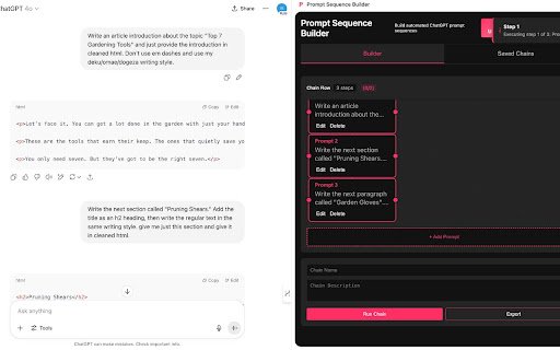 Prompt Sequence Builder  from Chrome web store to be run with OffiDocs Chromium online