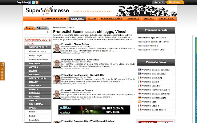 Pronostici Superscommesse  from Chrome web store to be run with OffiDocs Chromium online