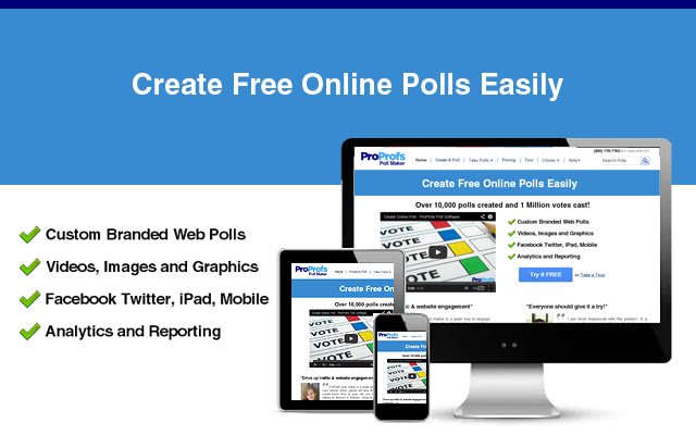 ക്രോം വെബ് സ്റ്റോറിൽ നിന്നുള്ള ProProfs Poll Maker, OffiDocs Chromium ഓൺലൈനിൽ പ്രവർത്തിക്കും