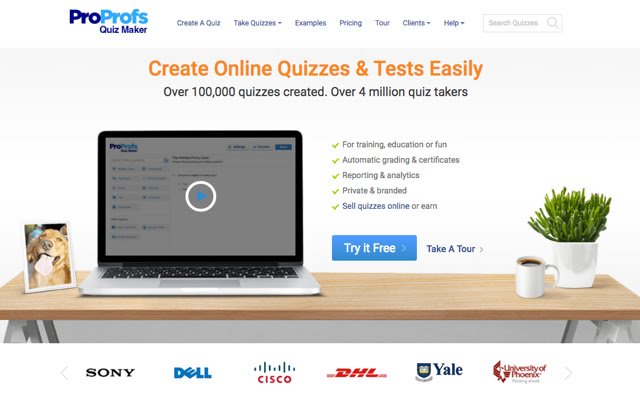 ProProfs Quiz Maker  from Chrome web store to be run with OffiDocs Chromium online