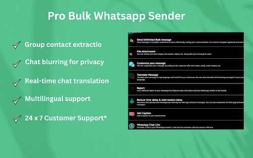 Pro Sender Free Bulk WhatsApp Sender  from Chrome web store to be run with OffiDocs Chromium online