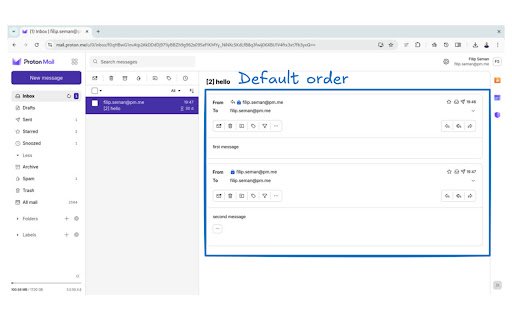ProtonMail reverse conversation  from Chrome web store to be run with OffiDocs Chromium online