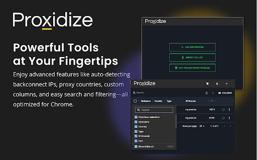 Proxidize Proxy Extension  from Chrome web store to be run with OffiDocs Chromium online