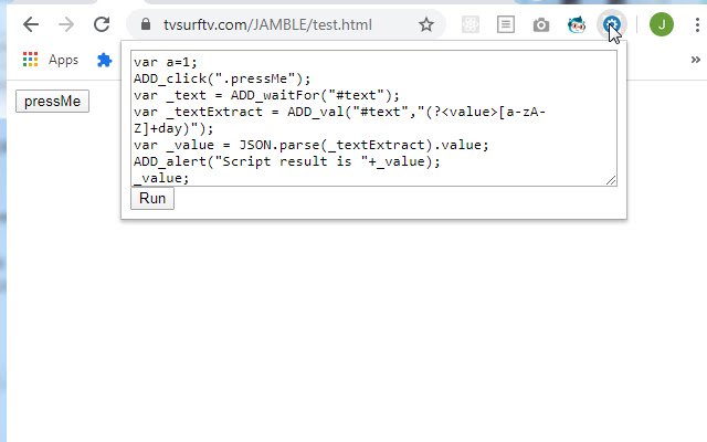 pseudoJS  from Chrome web store to be run with OffiDocs Chromium online
