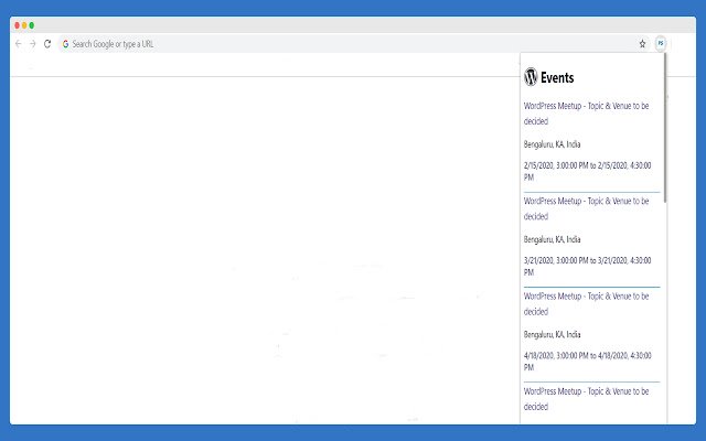 PS Upcoming WordPress Events  from Chrome web store to be run with OffiDocs Chromium online
