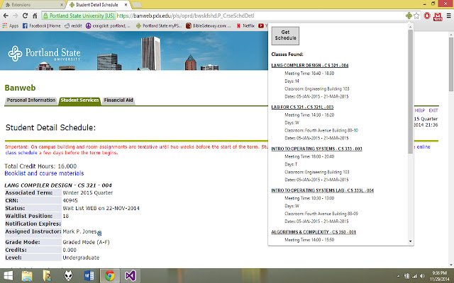 PSU Schedule Import  from Chrome web store to be run with OffiDocs Chromium online