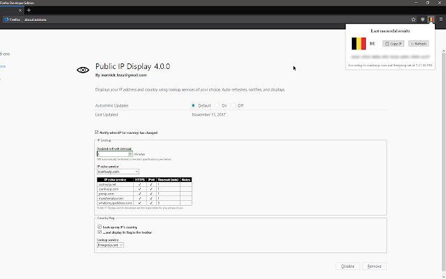Display IP pubblico dal Chrome Web Store da eseguire con OffiDocs Chromium online