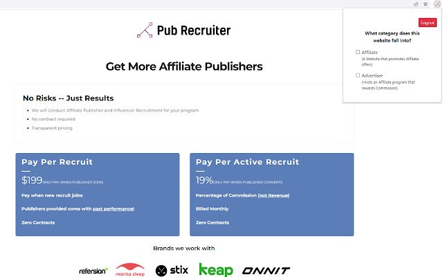 Pub Recruiter ze sklepu internetowego Chrome do uruchomienia z OffiDocs Chromium online