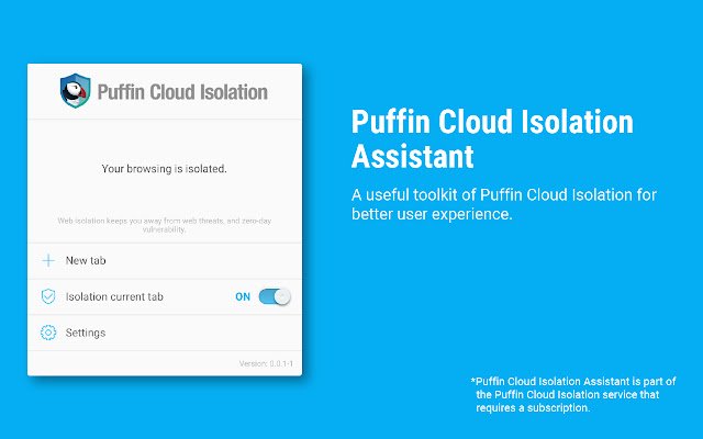 Puffin Cloud Isolation Assistant van de Chrome-webwinkel om te worden uitgevoerd met OffiDocs Chromium online