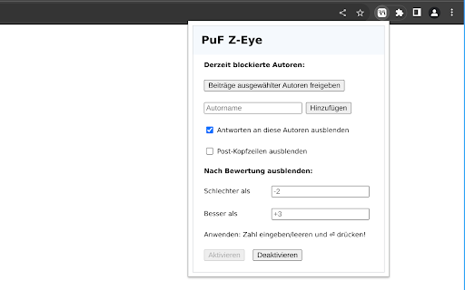 PuF Z Eye  from Chrome web store to be run with OffiDocs Chromium online