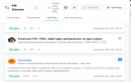 Pull Request Manager for GitHub and Bitbucket  from Chrome web store to be run with OffiDocs Chromium online