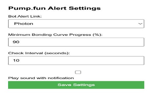Pump.fun Alert  from Chrome web store to be run with OffiDocs Chromium online