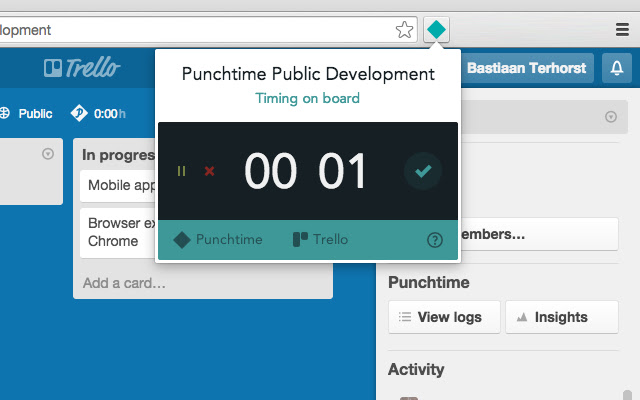 Punchtime dla Trello ze sklepu internetowego Chrome do uruchomienia z OffiDocs Chromium online