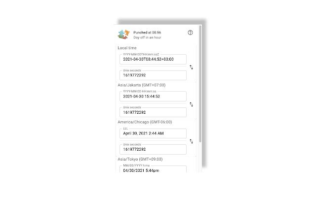 Punck! Clock  from Chrome web store to be run with OffiDocs Chromium online