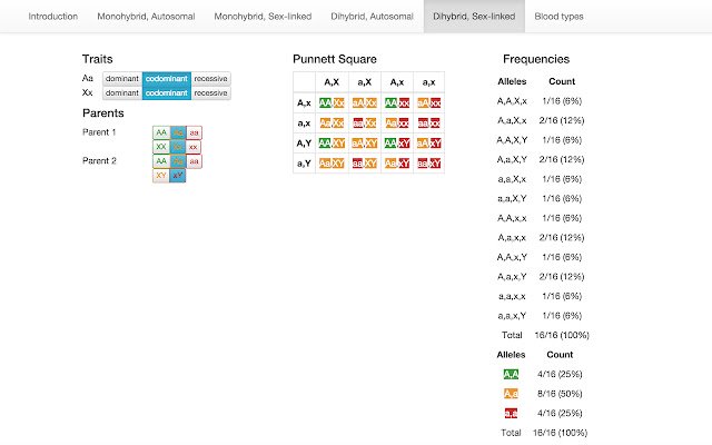 Punnett Square  from Chrome web store to be run with OffiDocs Chromium online