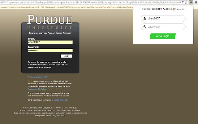 Purdue Career Account Auto Login  from Chrome web store to be run with OffiDocs Chromium online
