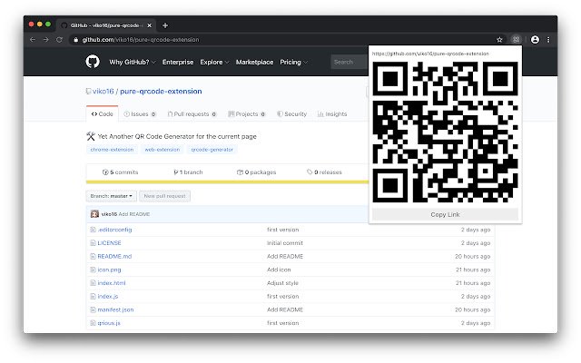 Pure QR Code Extension  from Chrome web store to be run with OffiDocs Chromium online