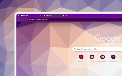 Purple Triangle Chrome Theme  from Chrome web store to be run with OffiDocs Chromium online