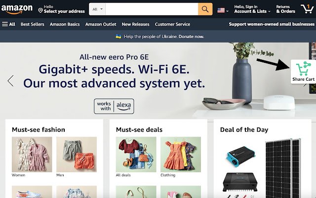 Pushcart Share Amazon Cart Plus de la boutique en ligne Chrome à exécuter avec OffiDocs Chromium en ligne