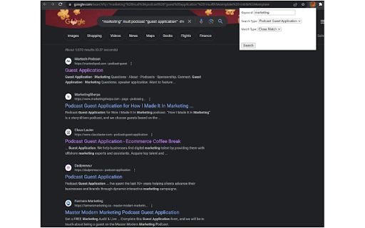 PwrSearch  from Chrome web store to be run with OffiDocs Chromium online