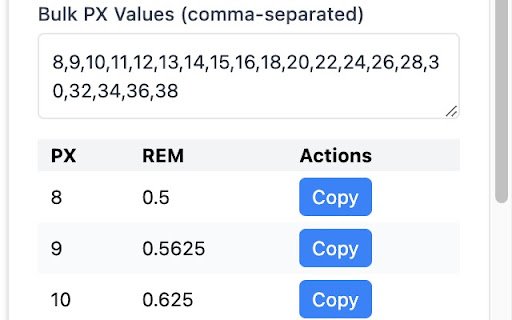 PX REM Converter  from Chrome web store to be run with OffiDocs Chromium online
