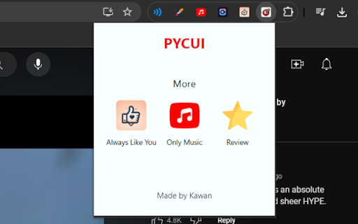 PYCUI for Youtube  from Chrome web store to be run with OffiDocs Chromium online