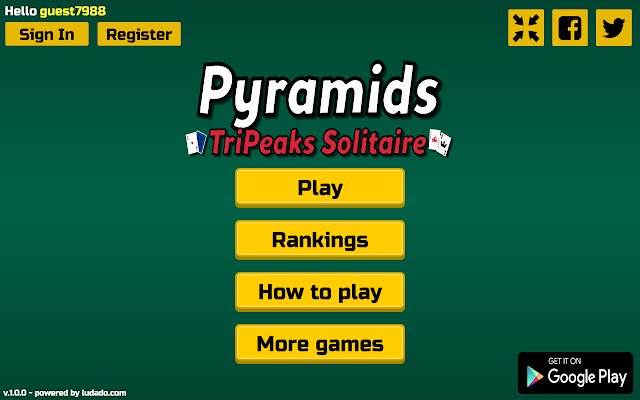 Pyramids Tripeaks Solitaire מחנות האינטרנט של Chrome להפעלה עם OffiDocs Chromium באינטרנט