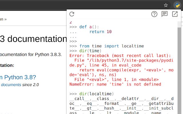 Python Shell  from Chrome web store to be run with OffiDocs Chromium online