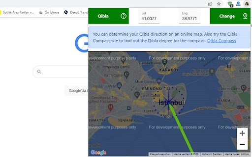 Qibla Compass  from Chrome web store to be run with OffiDocs Chromium online