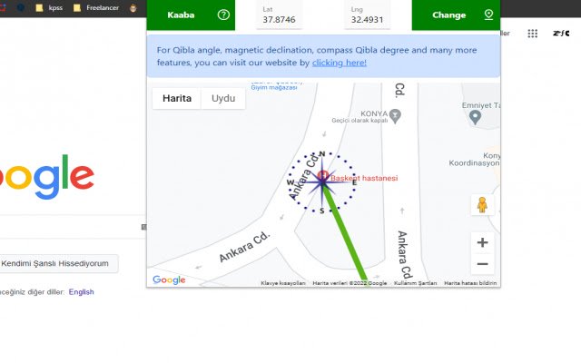 Qibla Finder de la boutique en ligne Chrome doit être exécuté avec OffiDocs Chromium en ligne