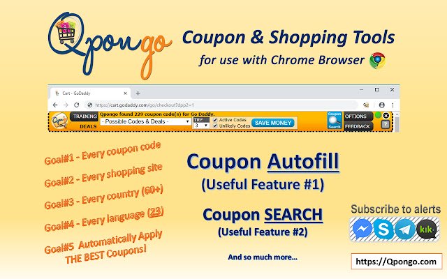 Strumento di acquisto coupon Qpongo dal negozio web di Chrome da eseguire con OffiDocs Chromium online
