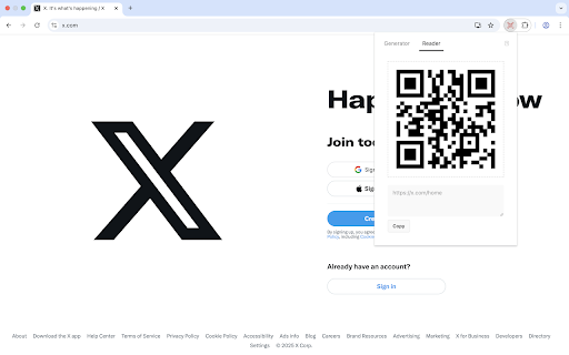 QR Code (Generator and Reader)  from Chrome web store to be run with OffiDocs Chromium online