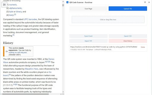 QR Code Scanner Funshow  from Chrome web store to be run with OffiDocs Chromium online