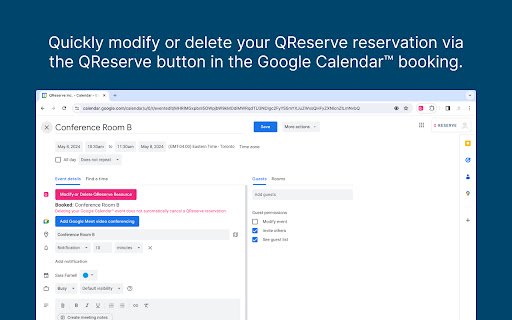QReserve for Google Calendar™  from Chrome web store to be run with OffiDocs Chromium online