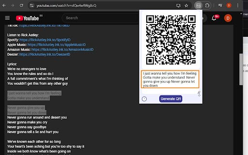 QR from selection  from Chrome web store to be run with OffiDocs Chromium online