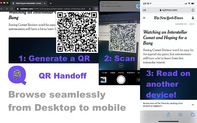 QR Handoff mula sa Chrome web store na tatakbo sa OffiDocs Chromium online