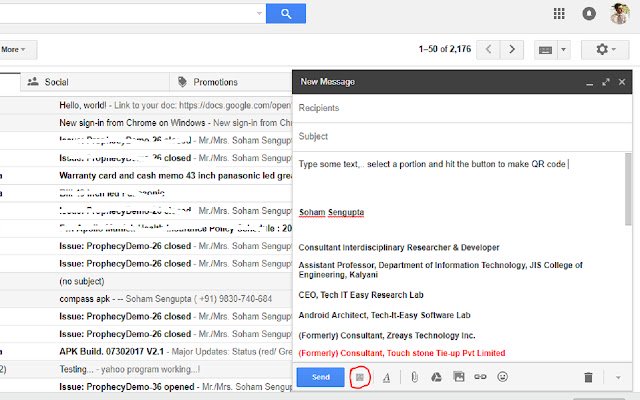 QR kung Mag-email mula sa Chrome web store na tatakbo sa OffiDocs Chromium online