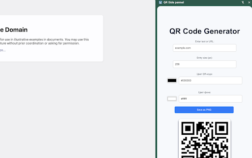 QR Side pannel  from Chrome web store to be run with OffiDocs Chromium online