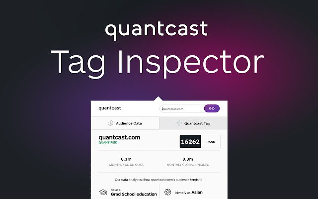 Quantcast Traffic Rank Audience Insights ze sklepu internetowego Chrome do uruchomienia z OffiDocs Chromium online