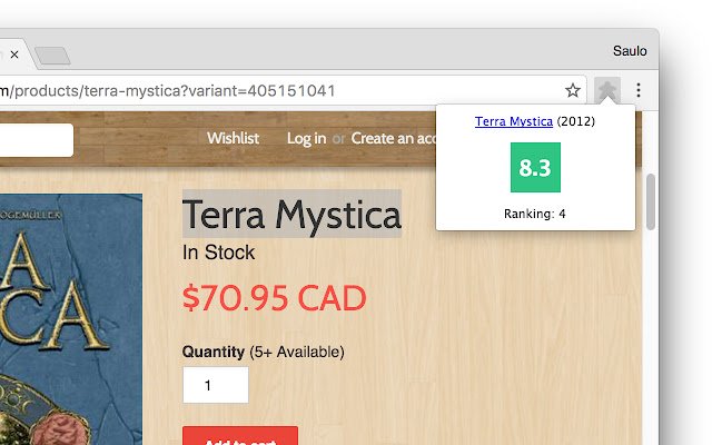 Quick BGG Rating  from Chrome web store to be run with OffiDocs Chromium online