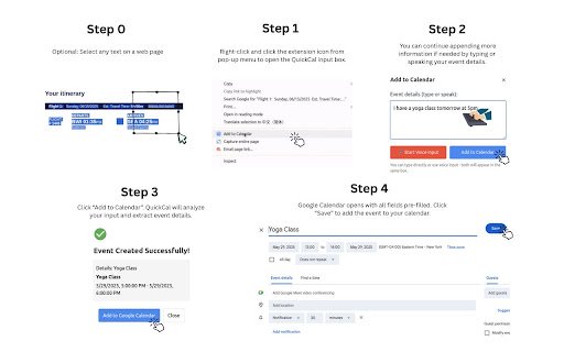 QuickCal  from Chrome web store to be run with OffiDocs Chromium online