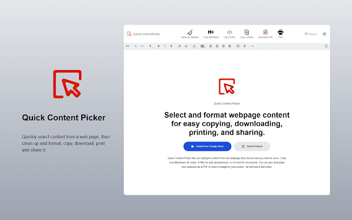 Quick Content Picker  from Chrome web store to be run with OffiDocs Chromium online