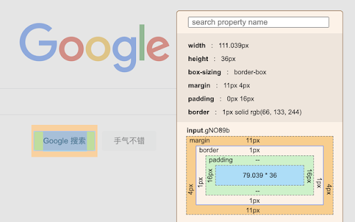 Quick CSS inspector  from Chrome web store to be run with OffiDocs Chromium online