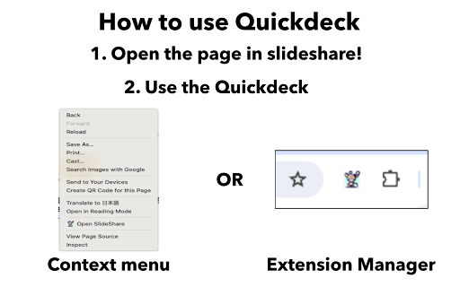 Quickdeck  from Chrome web store to be run with OffiDocs Chromium online