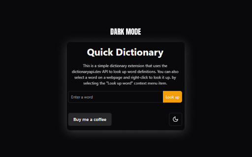 Quick Dictionary  from Chrome web store to be run with OffiDocs Chromium online