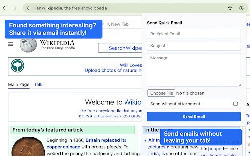 Quick Email Chrome Email Extension  from Chrome web store to be run with OffiDocs Chromium online