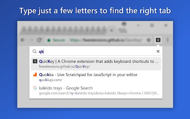 QuicKey – The quick tab switcher  from Chrome web store to be run with OffiDocs Chromium online