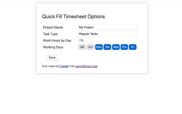 QuickFillTimesheet  from Chrome web store to be run with OffiDocs Chromium online
