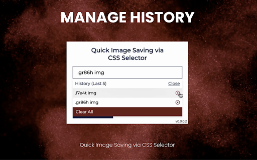 Quick Image Saving via CSS Selector  from Chrome web store to be run with OffiDocs Chromium online