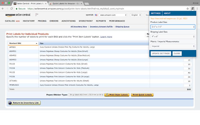 Etichetele rapide pentru Amazon din magazinul web Chrome vor fi rulate cu OffiDocs Chromium online